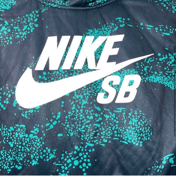 Youth NIKE SB Hoodie kids Large Blue Thermo fit Sk8 Turquoise Geometric Hoodie - Picture 2 of 4